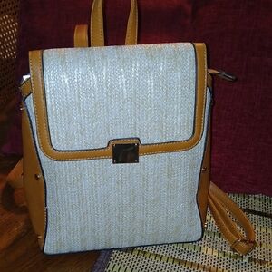 Isabelle Vegan Woven Brown Backpack